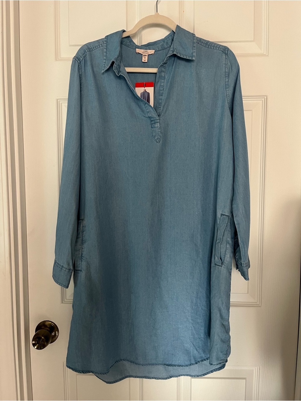 NWT Como Vintage SzM Light Blue Chambray Tunic Dress, Lyocell